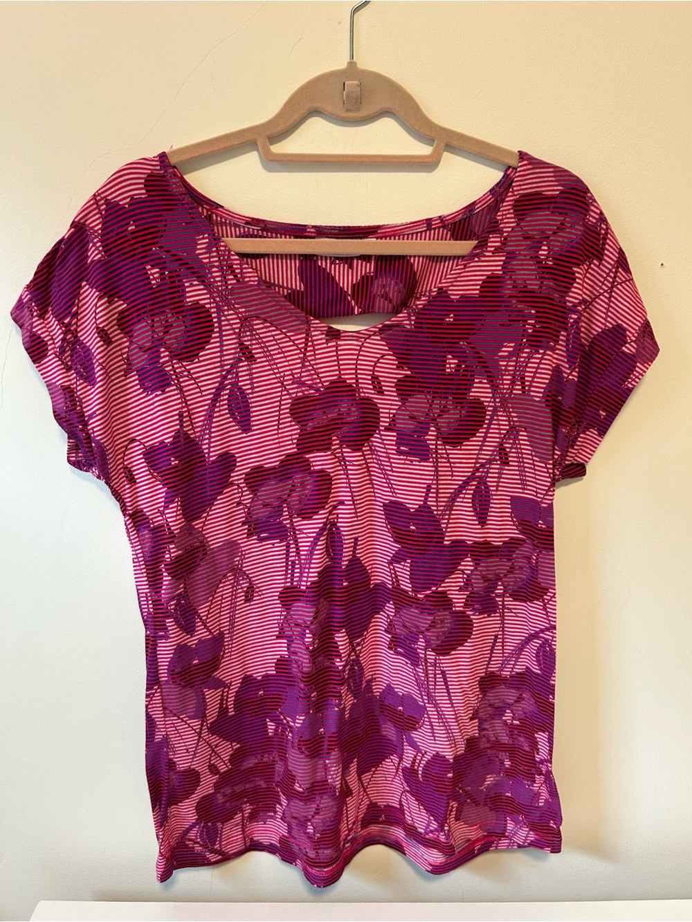Women's Pink & Purple Floral Scoop-Neck Short Sleeve Tee